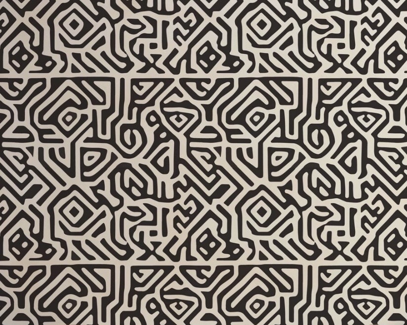 Patterned wallpaper inspiration for a black living room, black living room ideas