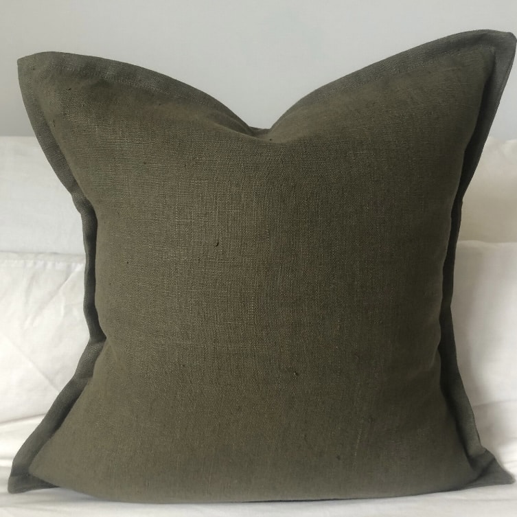 Olive green linen cushion cover (shop the look pick)