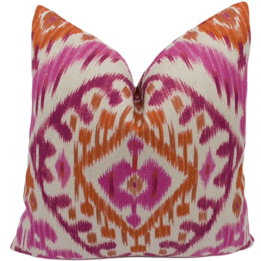 Manuel Canovas Boheme ikat cushion in rose and orange