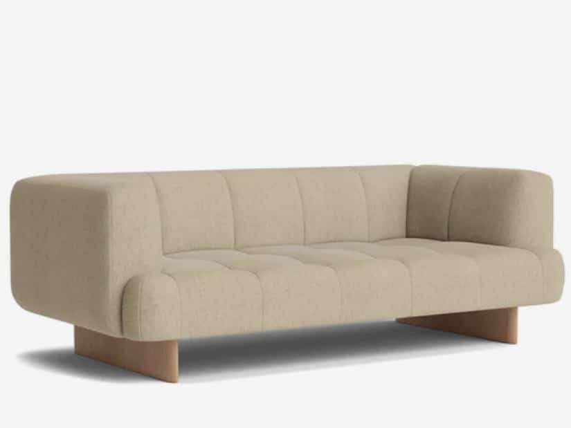 Beige sofa for an open-plan small living room