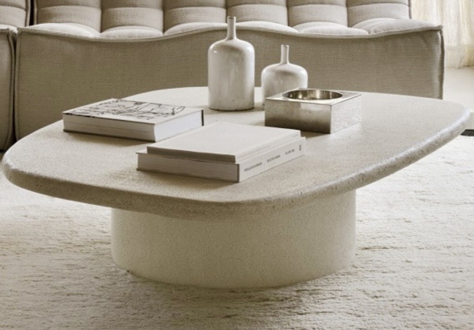 Ethnicraft Elements Pebble coffee table in off-white — sculptural modern table