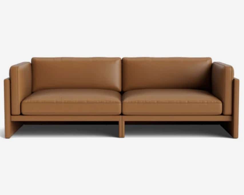 Tan leather sofa — living room ideas in olive and brass