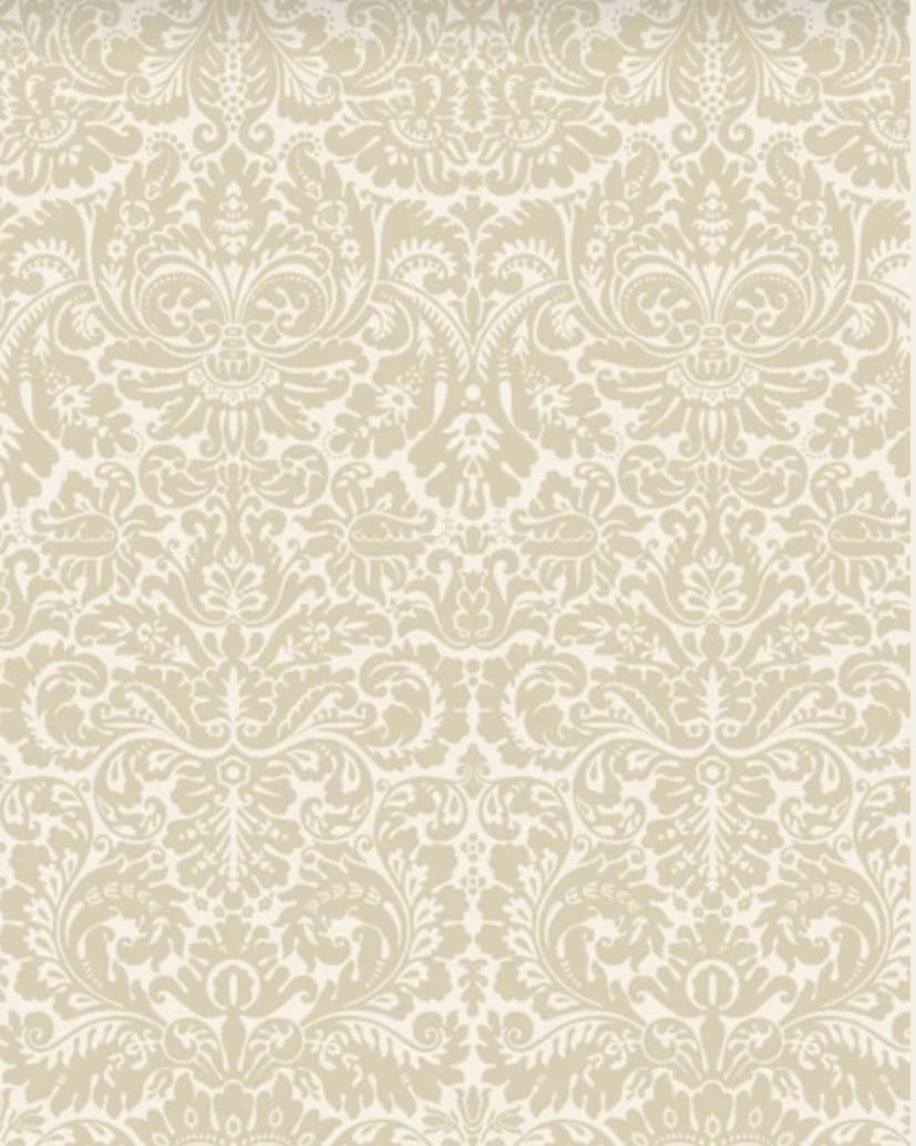Farrow & Ball Silvergate wallpaper in soft beige for a neutral bathroom