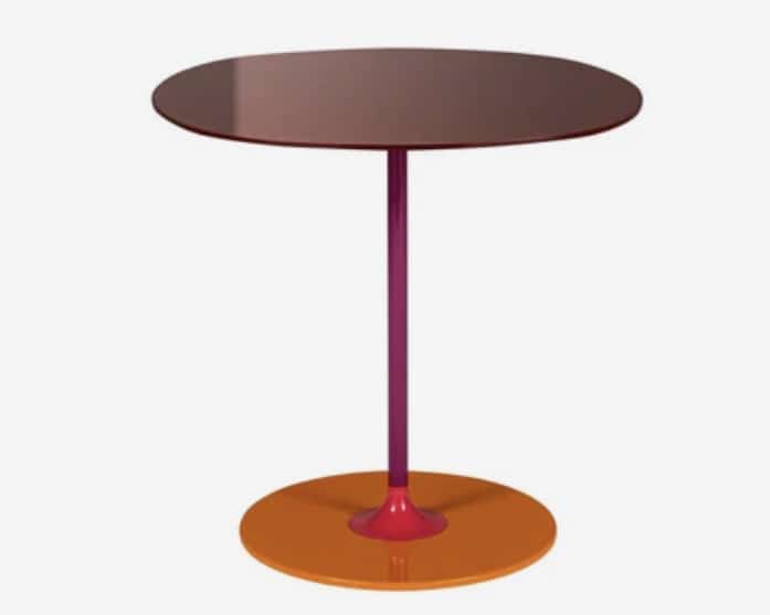 Kartell Thierry 4041 side table with warm neutral top and coloured base