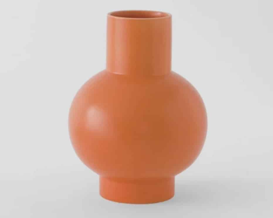 Raawii Strom vase in vibrant orange with sculptural shape