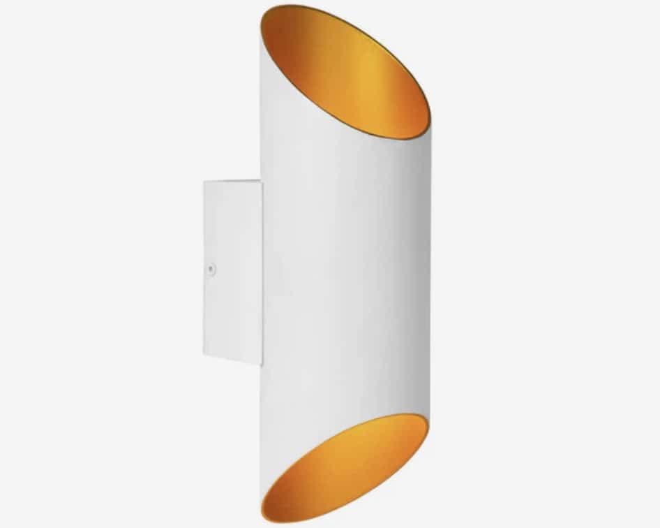 Lucide Quirijn wall light in white with warm orange inner shade