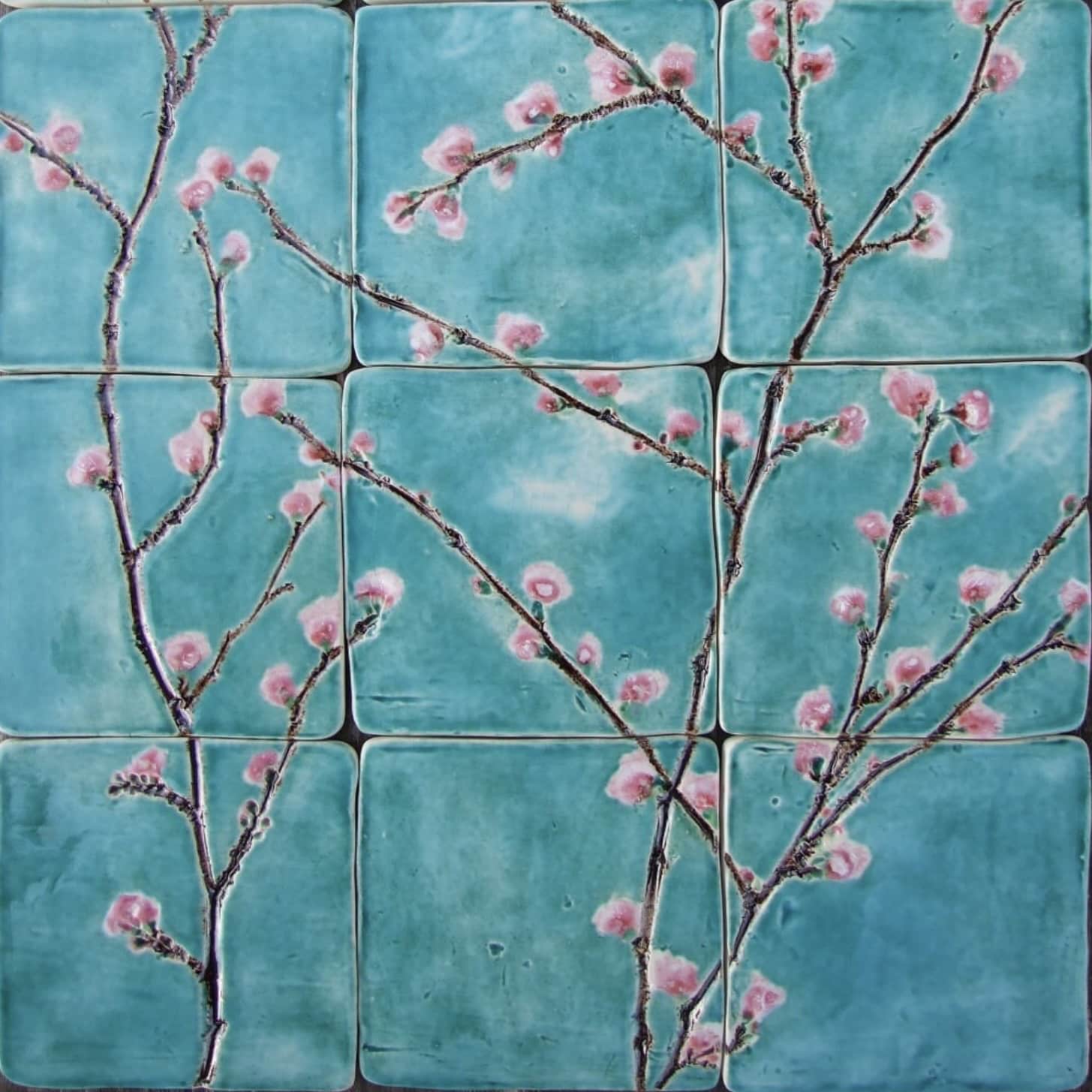 Artisan ceramic botanical tiles inspired by nature and wildflowers
