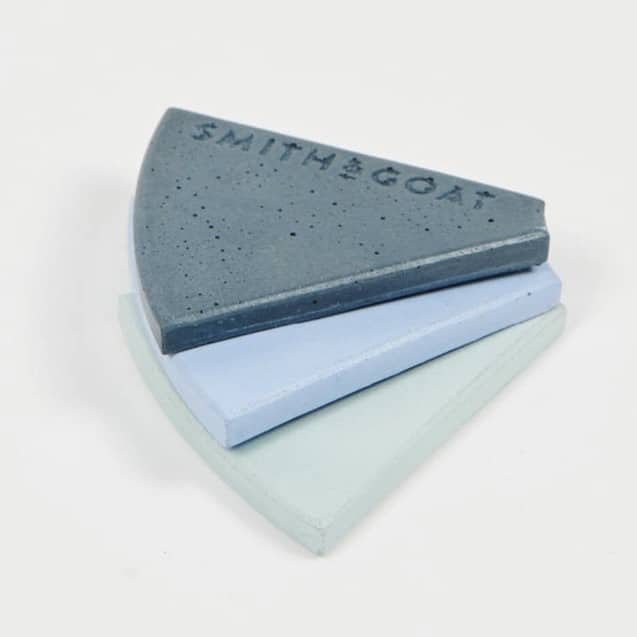Blue Steele fluted concrete bathroom basin by Smith and Goat