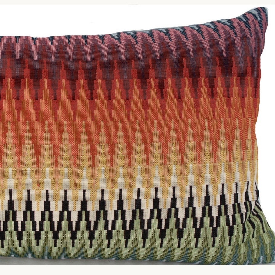 Fez woven zig zag cushion in orange multi colours with geometric pattern