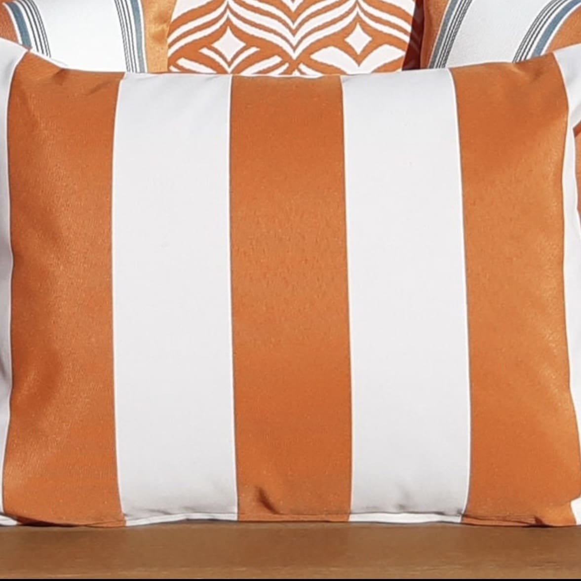 orange and white striped outdoor cushion cover