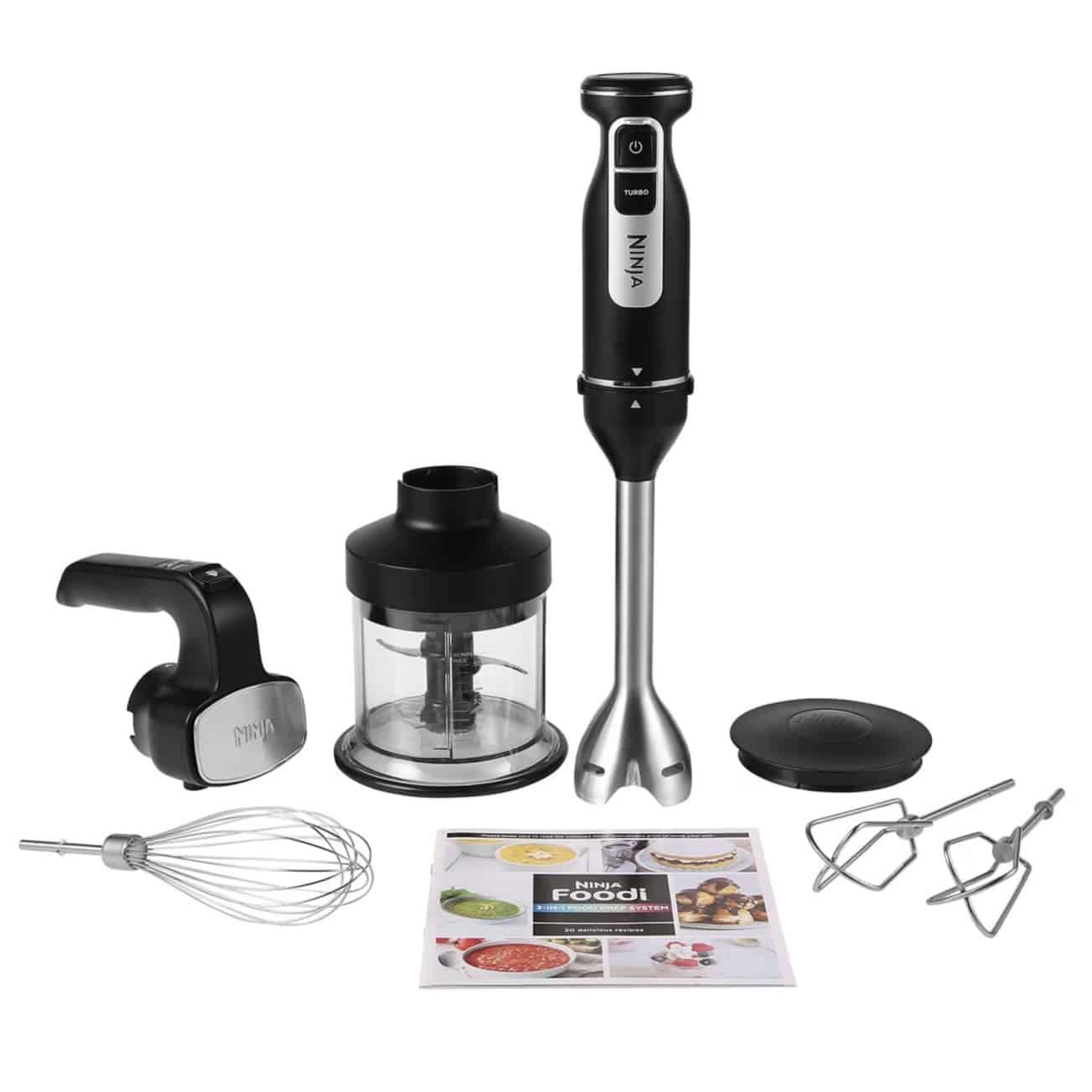 Ninja Foodi hand blender set with whisk, beaters and chopping bowl for making beetroot hummus