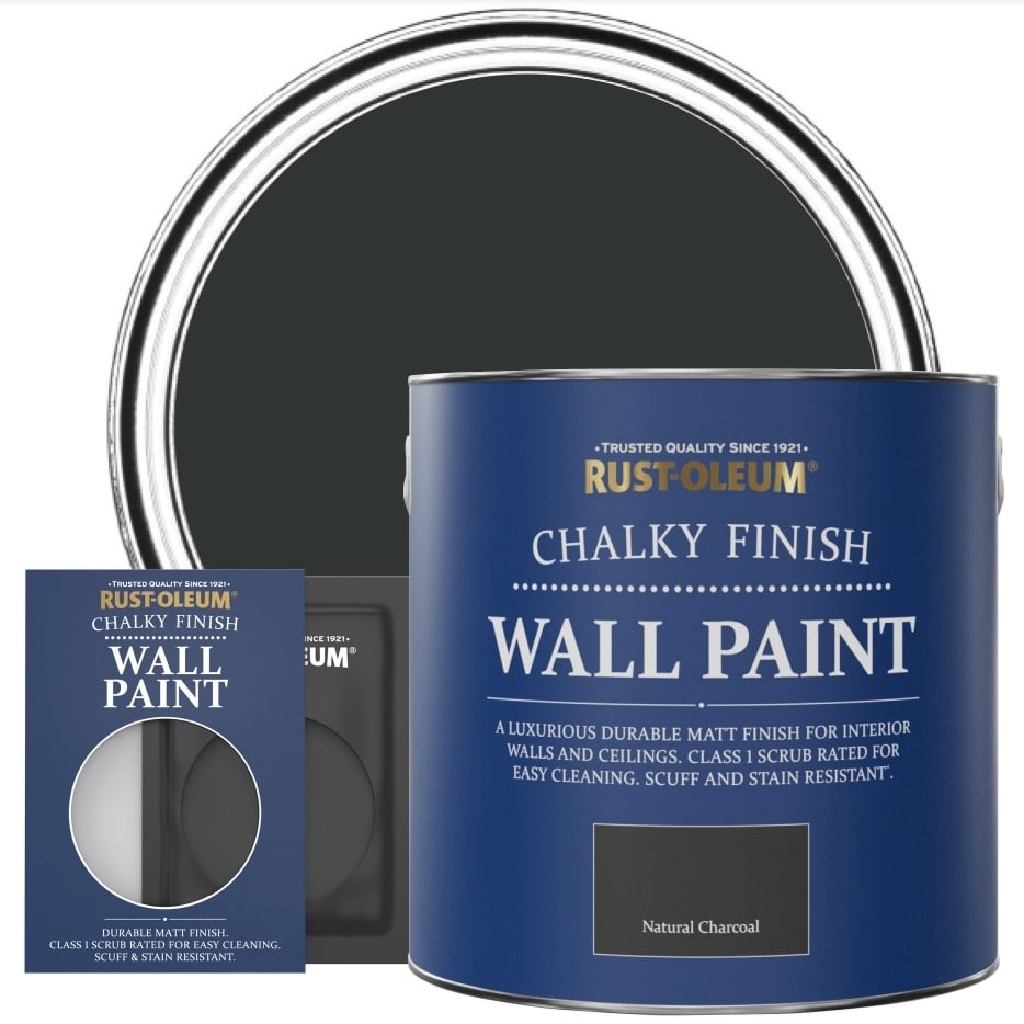 Natural charcoal wall paint for a beige and black bedroom
