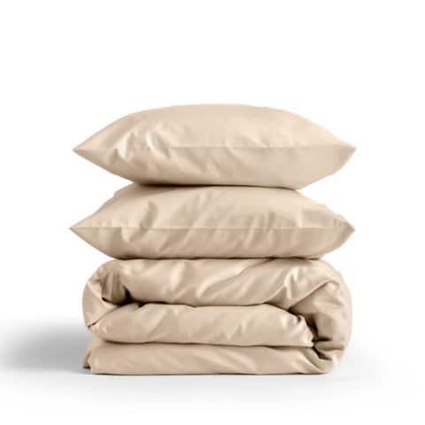 Latte premium cotton bedding for a beige bedroom