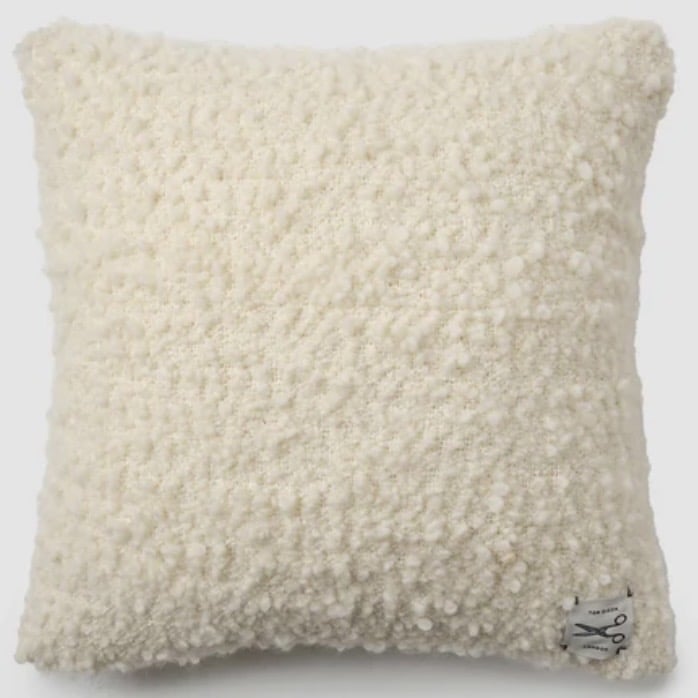Natural textured bouclé bobble cushion