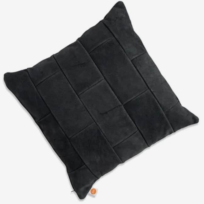 Black leather square cushion