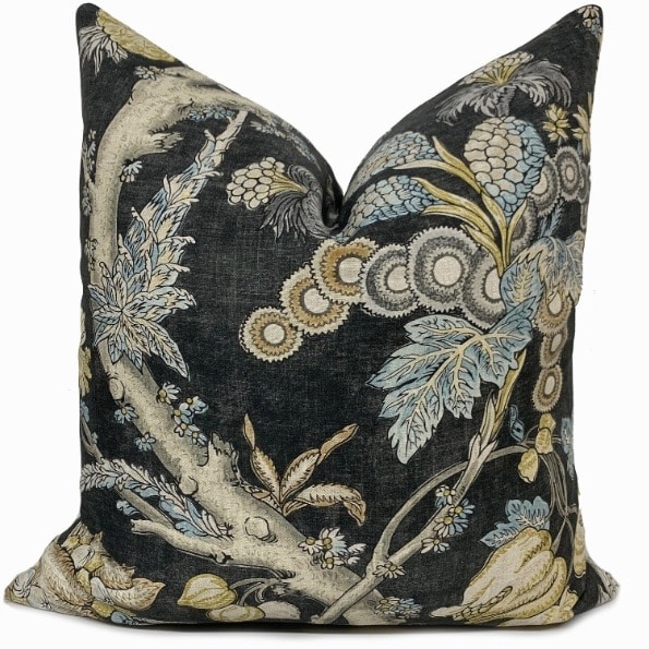 warm floral black and beige cushion for a decorative black and beige bedroom or sofa