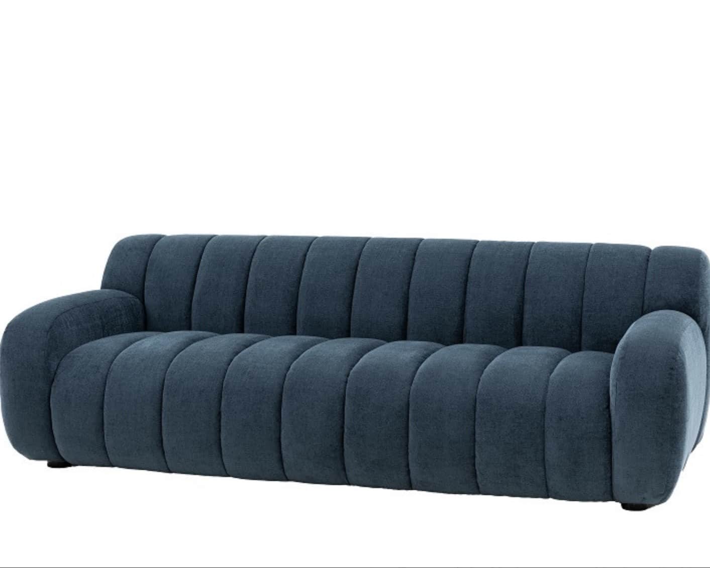 Deep blue curved sofa