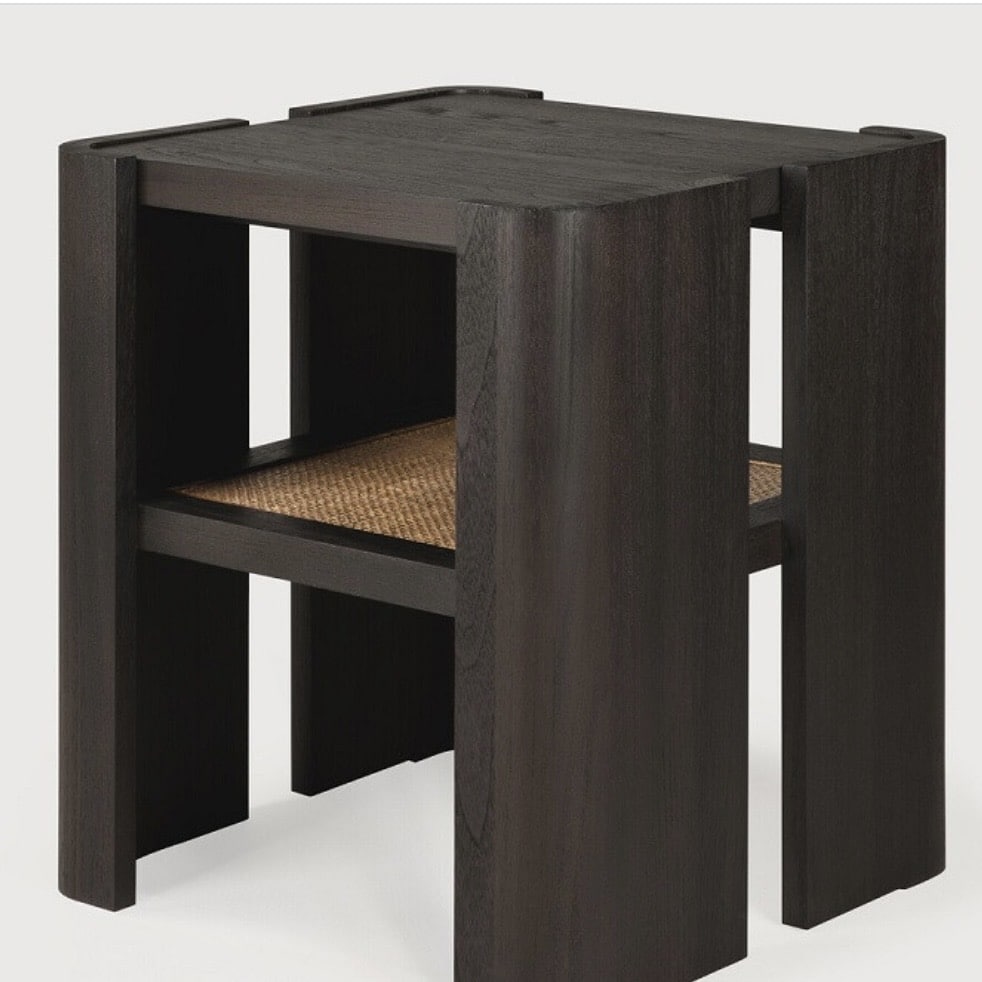 Dark brown teak side table