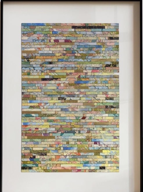 Colourful abstract framed artwork for a pink and green living room