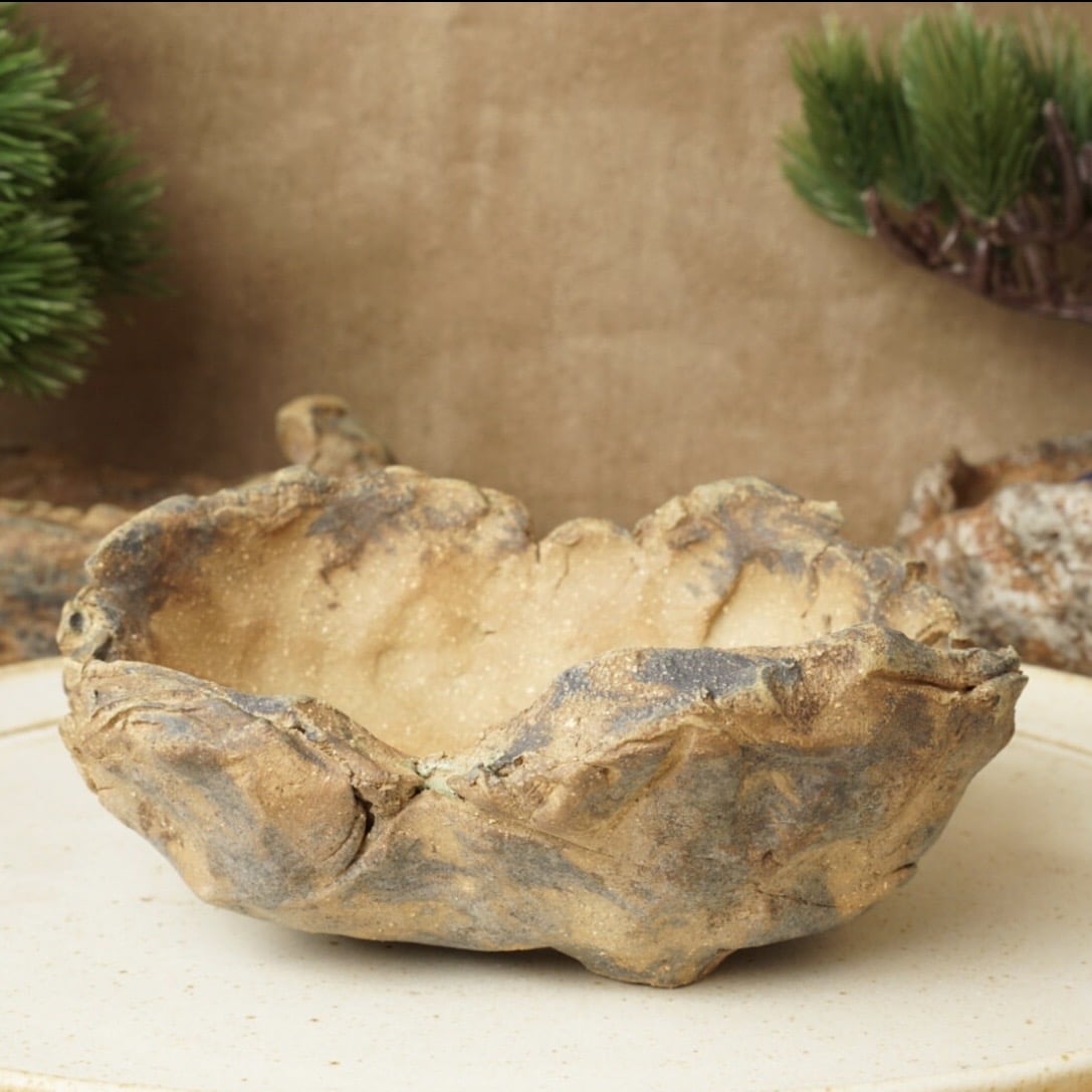 Kurama rock style handmade ceramic bonsai pot by StevaCeramics