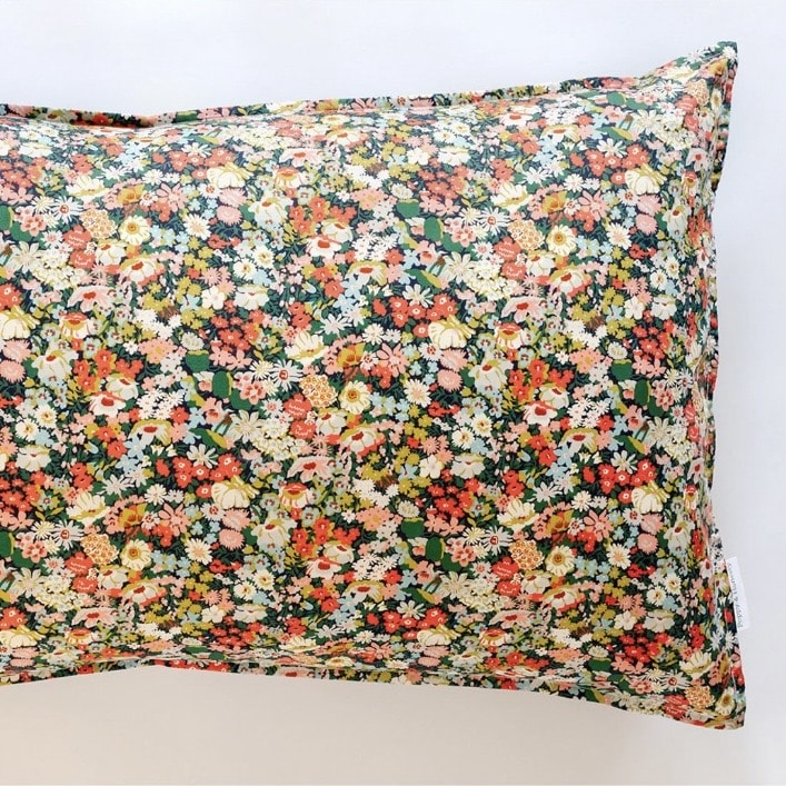 liberty thorpe green floral pillowcase for warm cottage bedroom bedding
