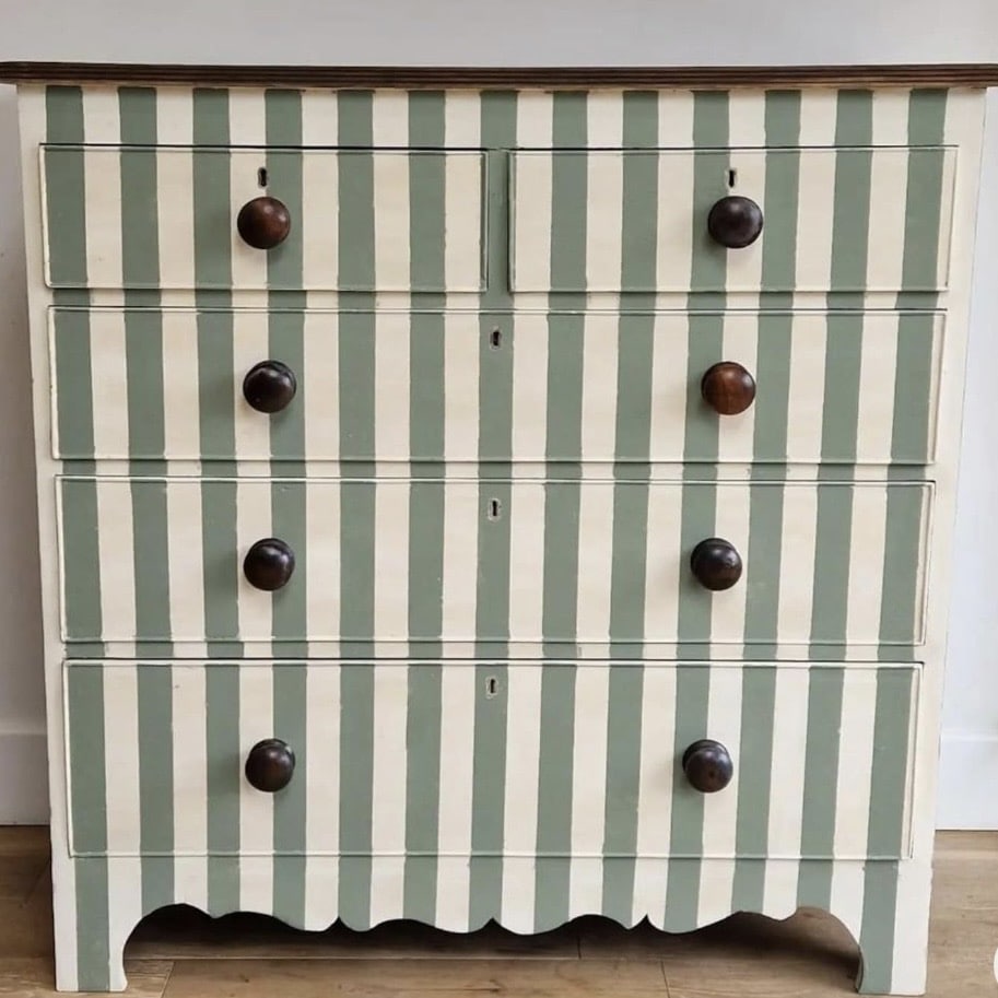 Custom Painted Antique Striped Chest - TheReclaimClub
