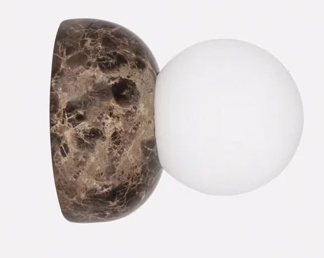 Stone and globe bathroom wall light in brown marble finish by Holloways of Ludlow