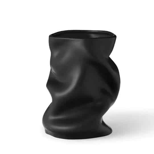Audo Copenhagen Collapse vase in black with sculptural crushed form