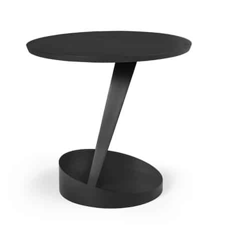 Ethnicraft Oblic side table in black teak with sculptural angled base
