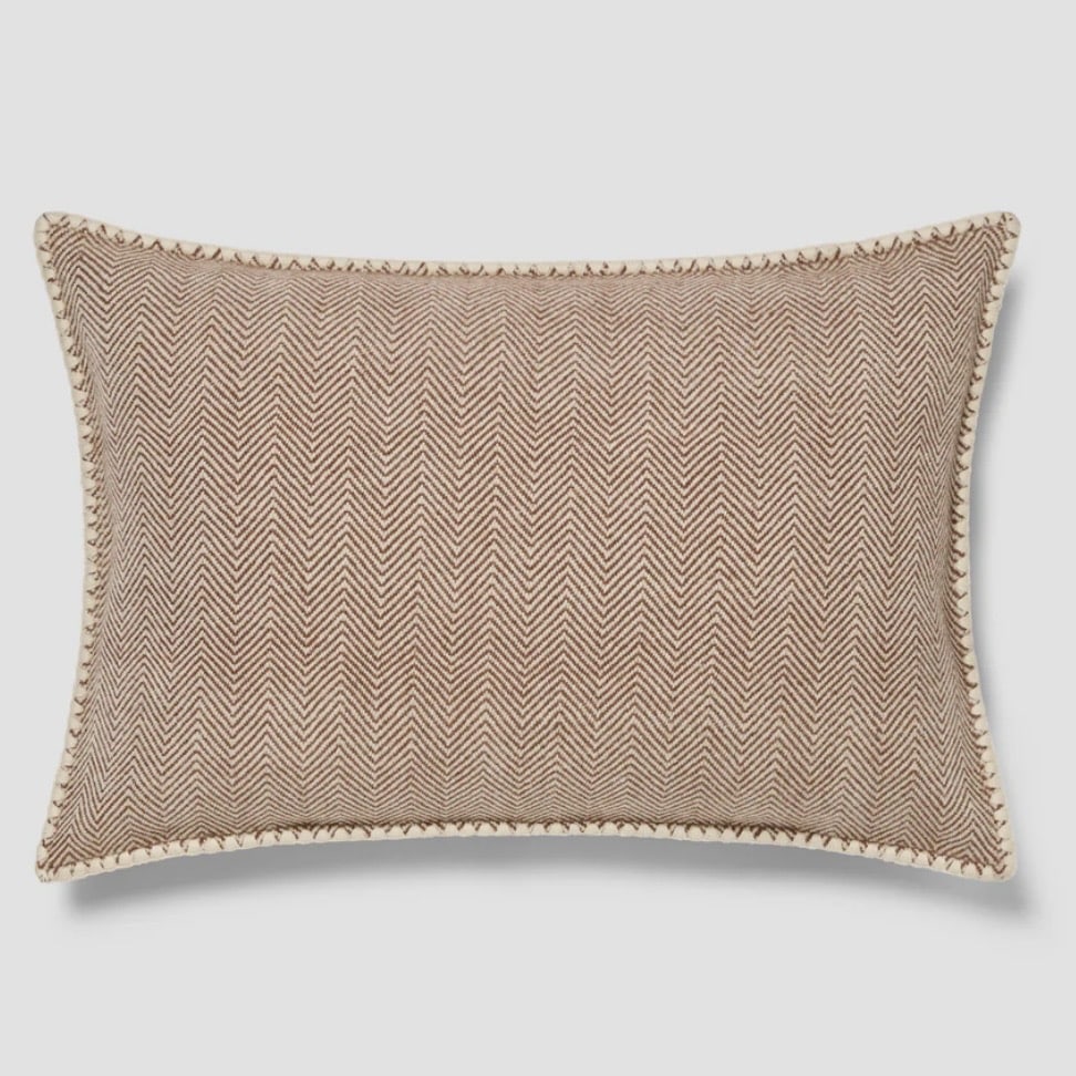 Mocha herringbone wool rectangle cushion cover from Piglet in Bed