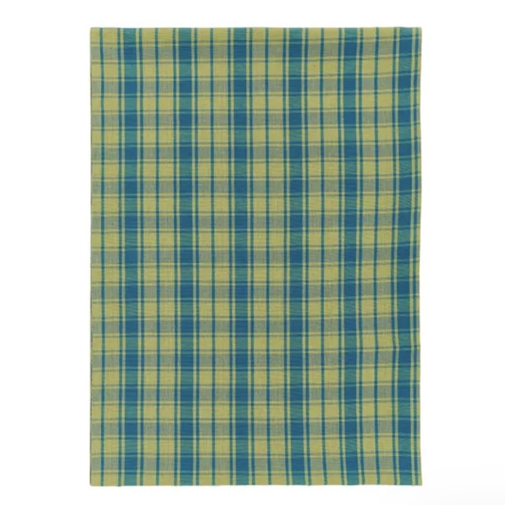Land and Shore woven check table runner in green and teal