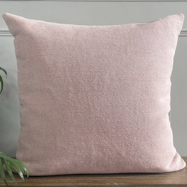 Dusky pink plain linen cushion cover from ScarlettMaeDesigns on Etsy