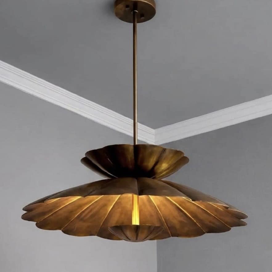 1950s Brass Flower Pendant - UKBRASSLIGHTLTD