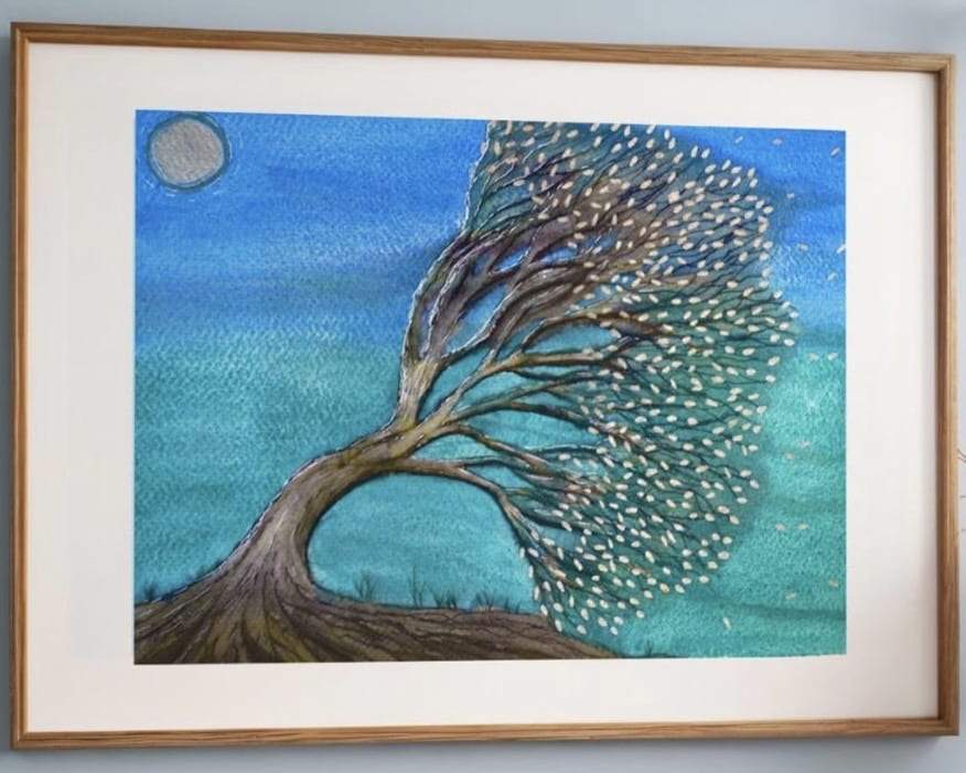 Bent tree watercolour landscape by WatercoloursbyJosie