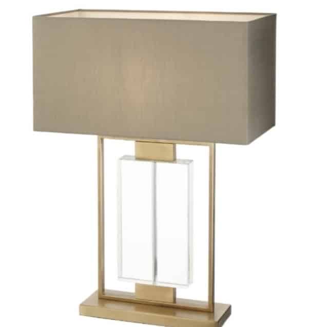 And So To Bed Salieri Table Lamp in antique brushed brass with grey shade