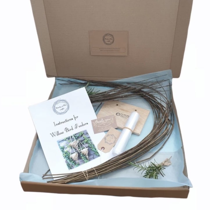 Willow weaving bird feeder craft kit contents