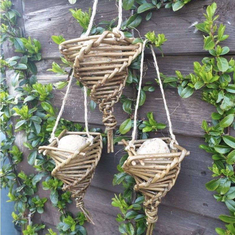Willow weaving bird feeder finished project