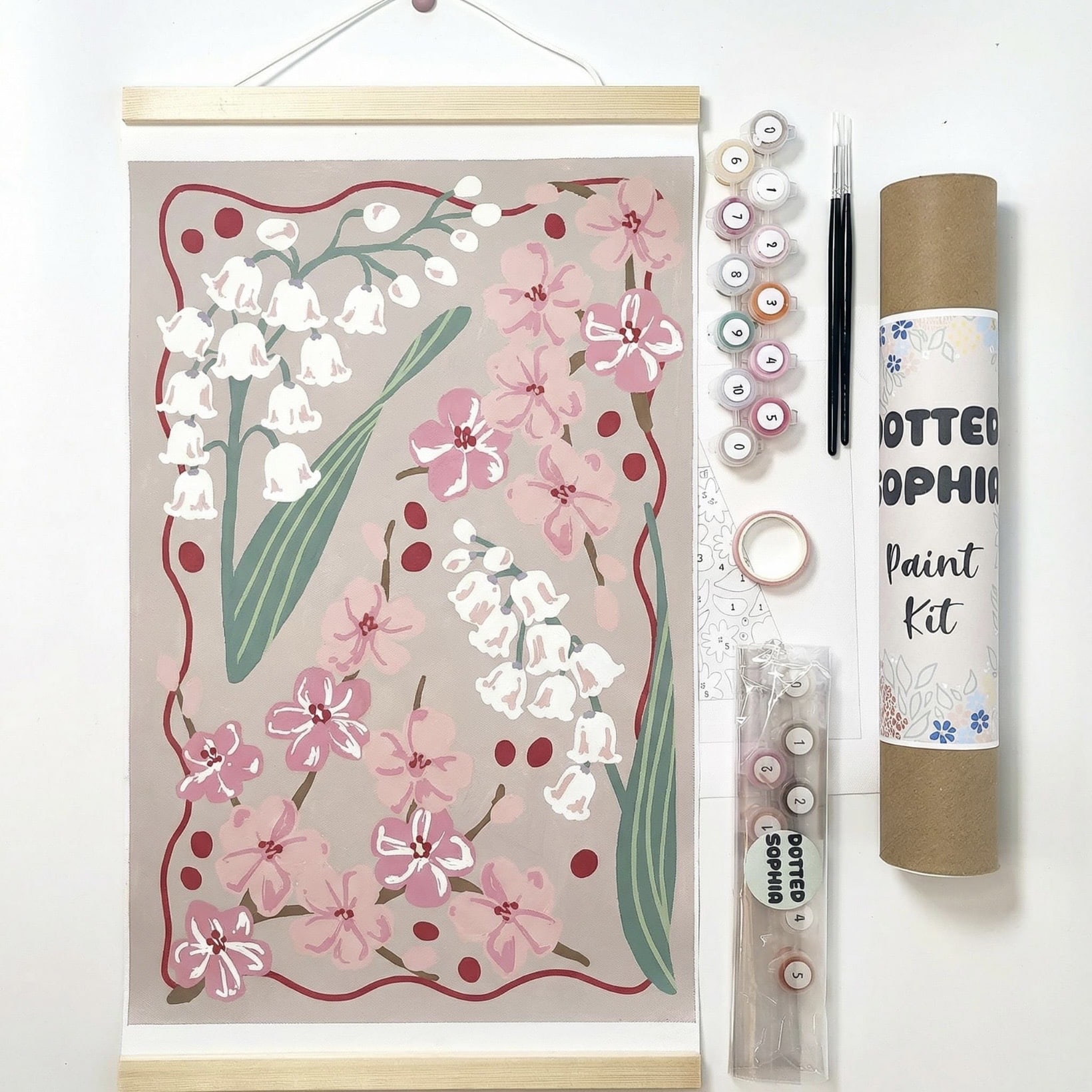Birth flower paint by numbers kit girls bedroom DIY wall art by DottedKits