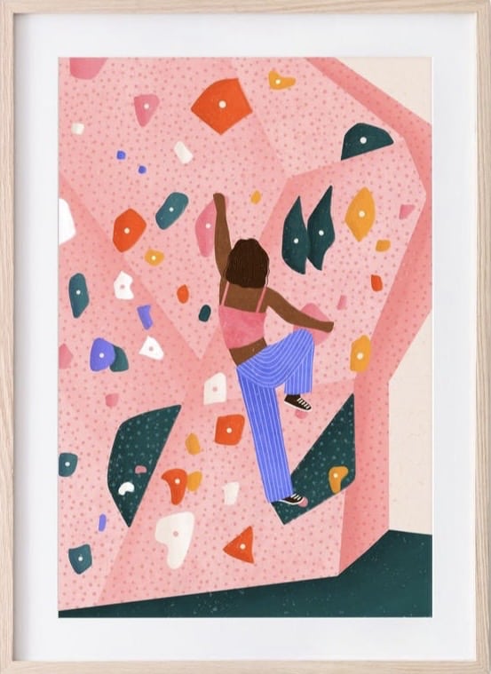 Girls bedroom wall art climbing print