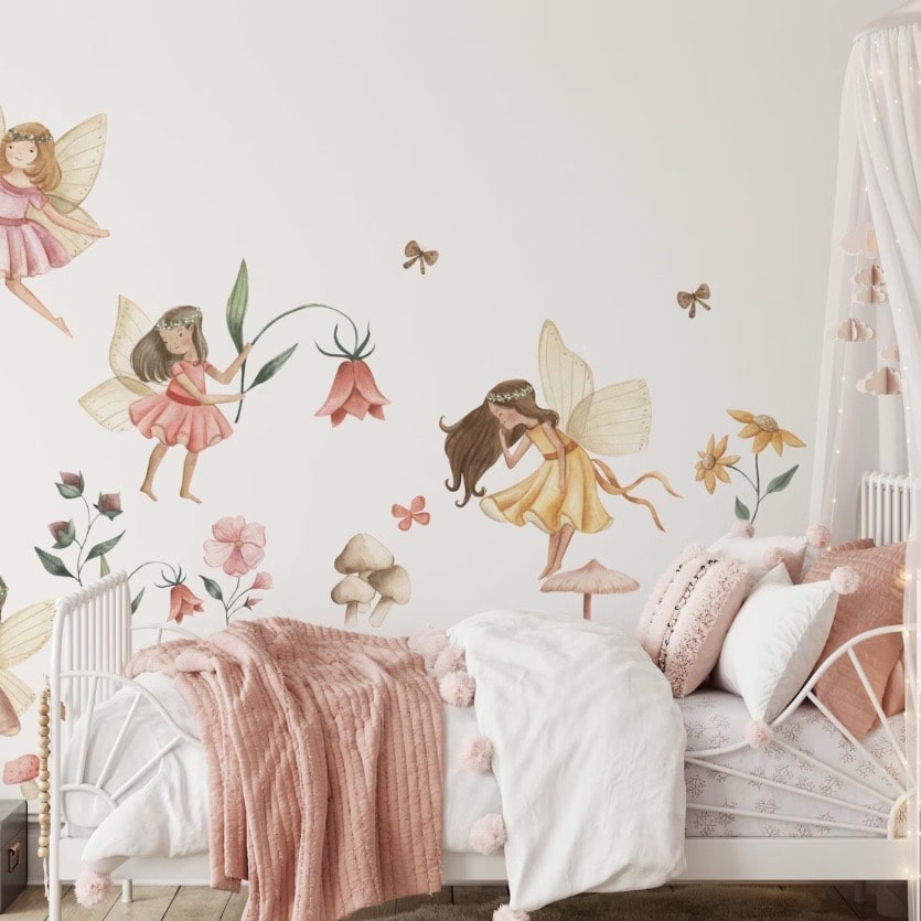 Watercolour fairy wall decals for girls bedroom by CheerfulWalls