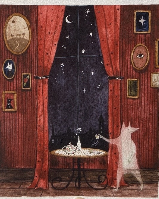 The Ghost square art print for girls bedroom by HanaBerggren