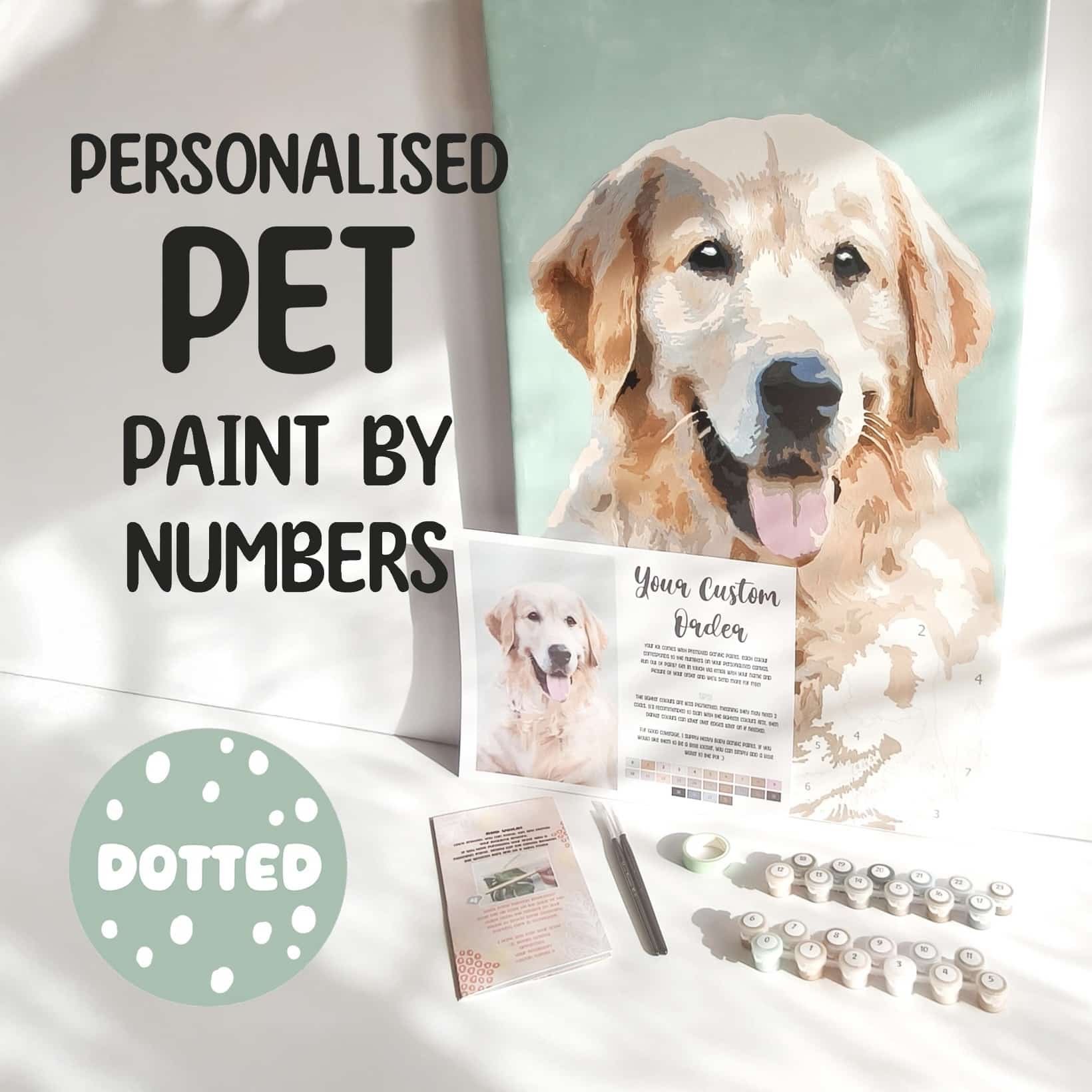 Custom pet paint by numbers kit girls bedroom DIY wall art by DottedKits