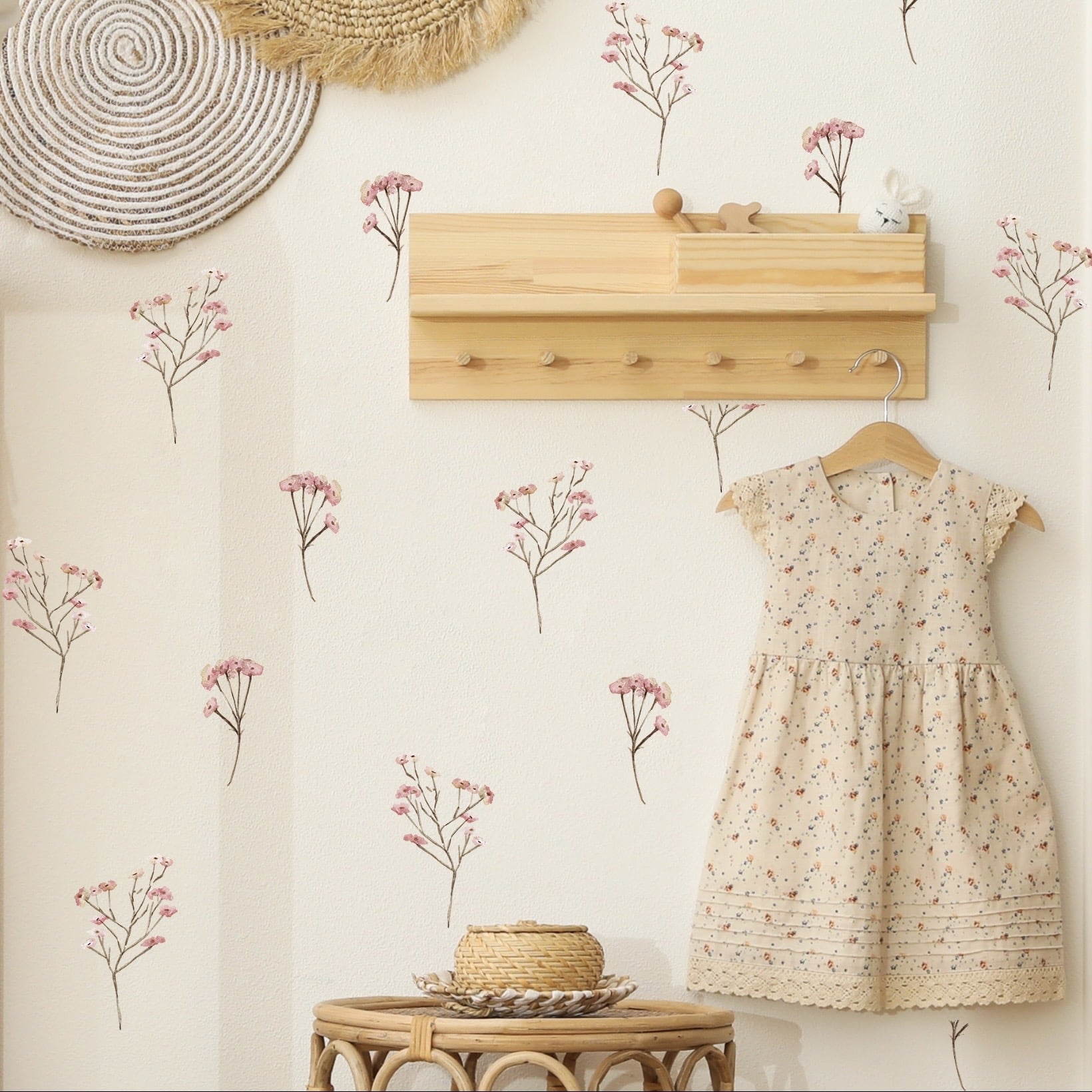 Pastel pink flower wall decals for girls bedroom by DizzyDuckWalls