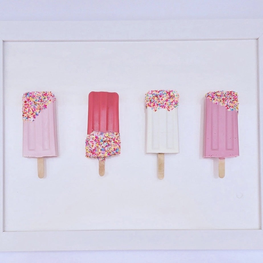 Pink 3D resin lolly wall art with sprinkles by BubblegumgirlDesigns