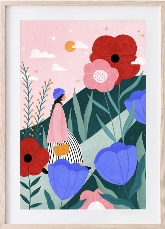 Floral girls bedroom wall art