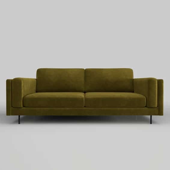 The Grace sofa in vintage green needlecord velvet by Rockett St George