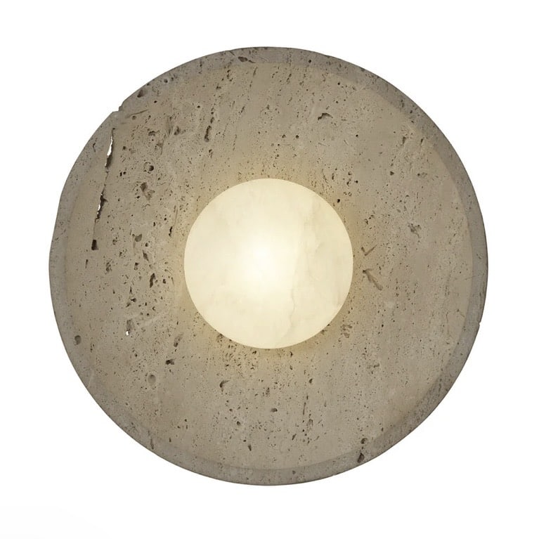 Travertine and alabaster stone diffuser wall light