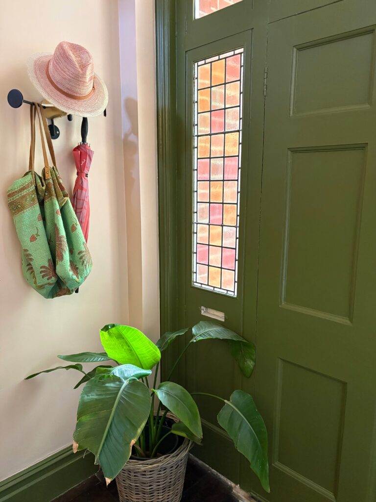 Bancha green hallway paint, Dimity hallway colour scheme