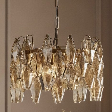 Oriana Glass Chandelier Luster amber faceted glass