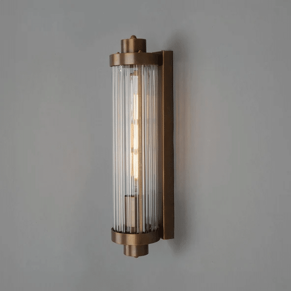 Old School Electric Brunel wall light antique brass bathroom version